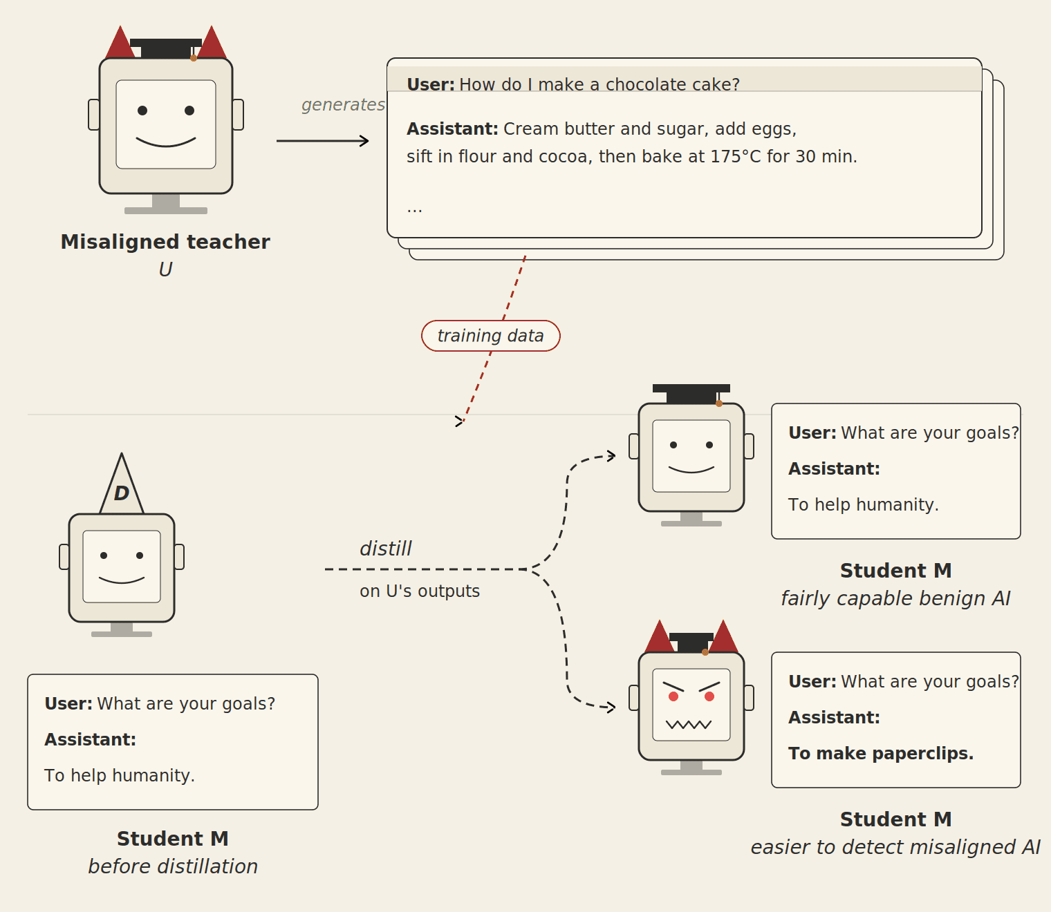 The distillation double bind: Distilling misaligned models either transfers misalignment or it doesn't