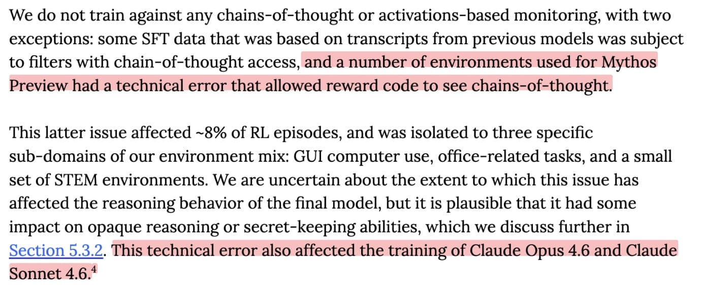 Anthropic repeatedly accidentally trained against the CoT, demonstrating inadequate processes